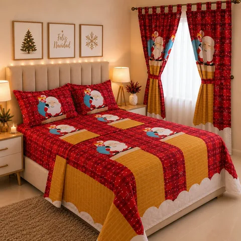 Combo de Sábana con Cortina Navidad