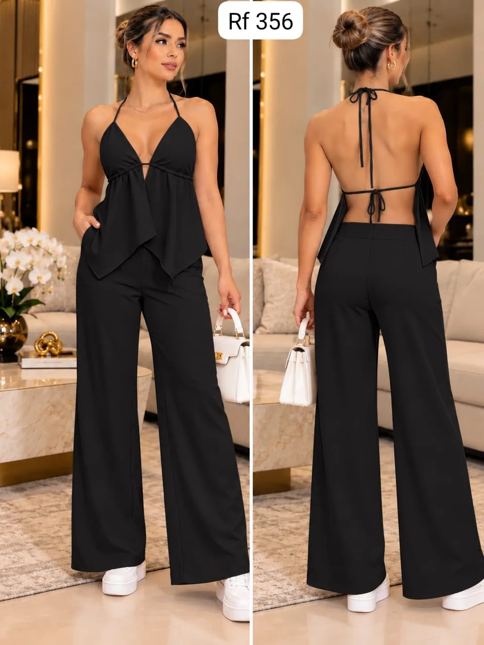 Set de Blusa Picos y Pantalón Recto
