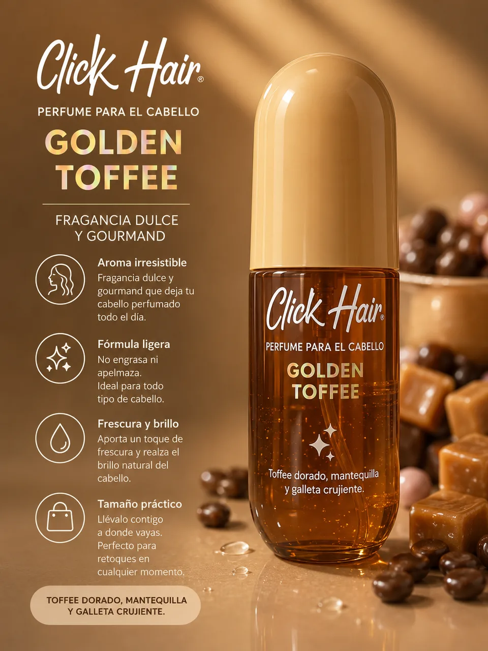 Perfume Capilar Click Hair Golden Toffee X 100ML