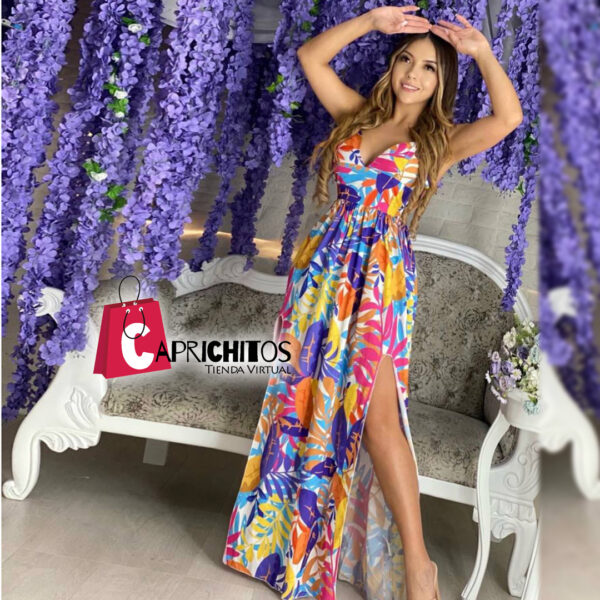 VESTIDO LARGO EN CHALIS